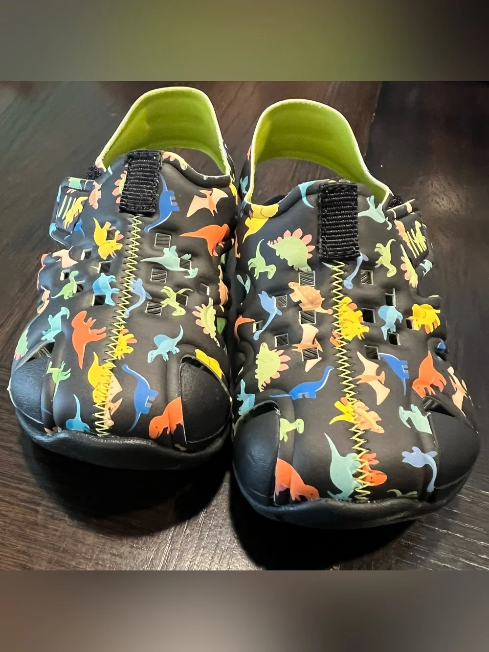 Kids Dinosaur Print Black Sandals